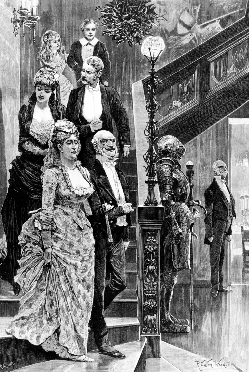 Social kväll i London i viktoriansk tid. Gravyr från 1800-talets andra hälft. av Unknown artist