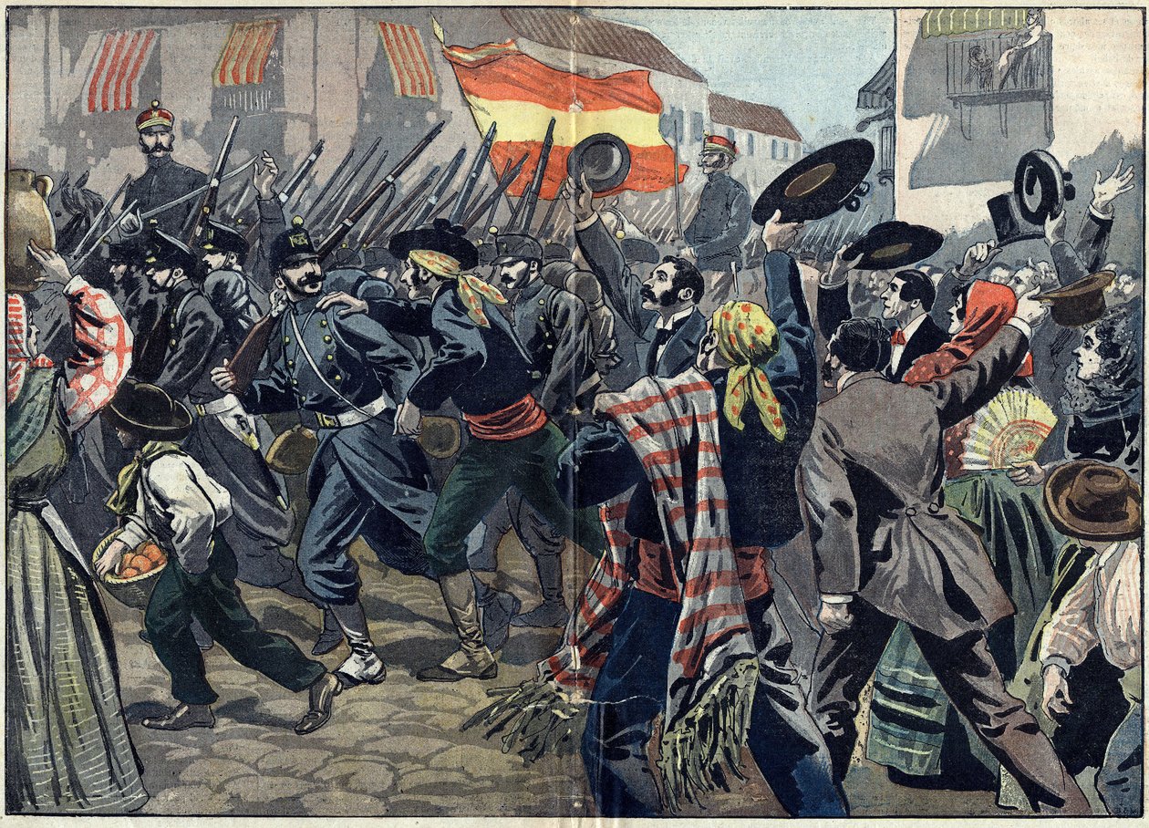 Spansk-amerikanska kriget eller kubanska frihetskriget (1868-1898) mellan Spanien och Nordamerika av Unknown artist