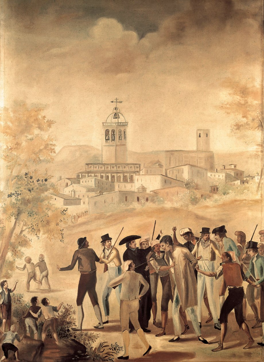 Spanska frihetskriget (1808-1814): arrestering av en fransk medborgare nära Manresa, Anonym målning. av Unknown artist