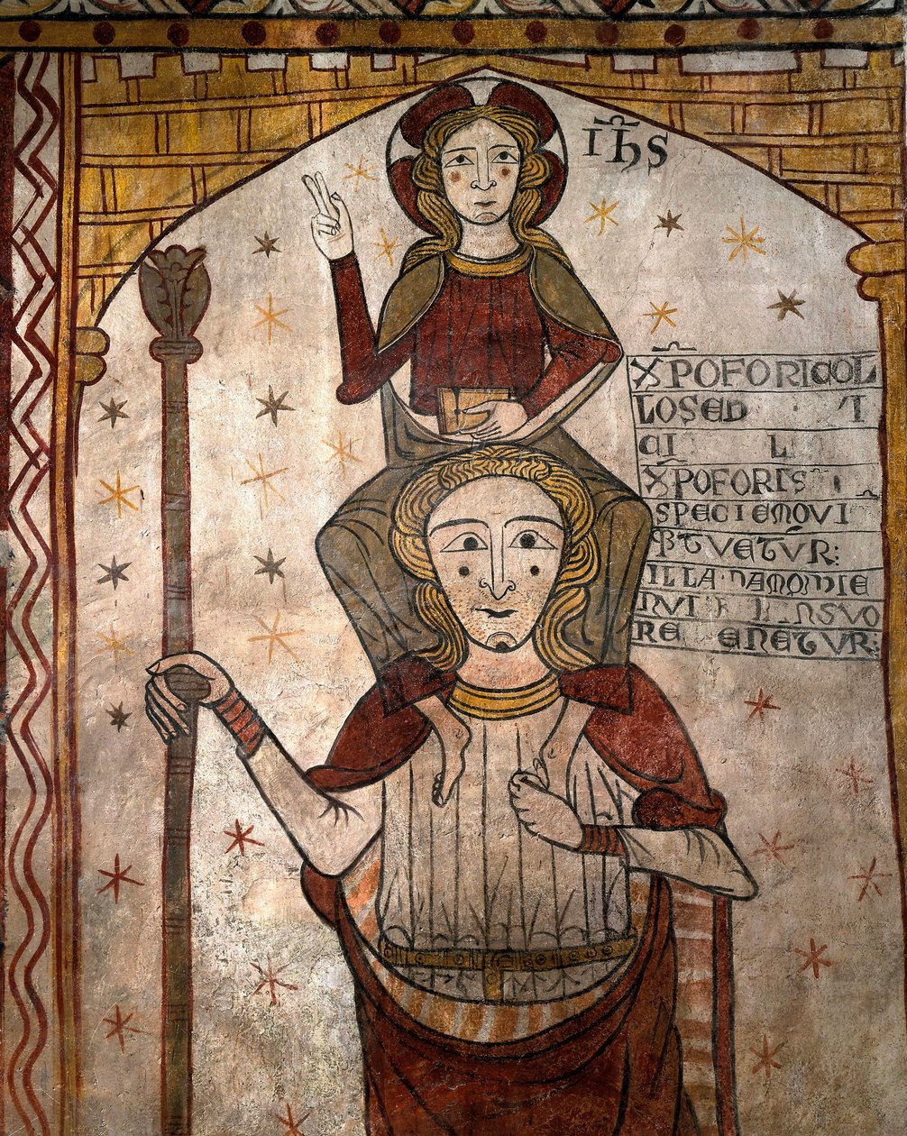 St Christopher bär Jesusbarnet, ca 1285 (fresk) av Unknown artist