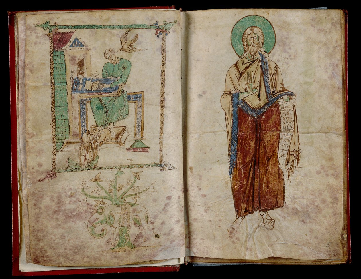 Johannes och den helige Ande som ger inspiration till den helige Gregorius: graduale 6B 59 av Unknown