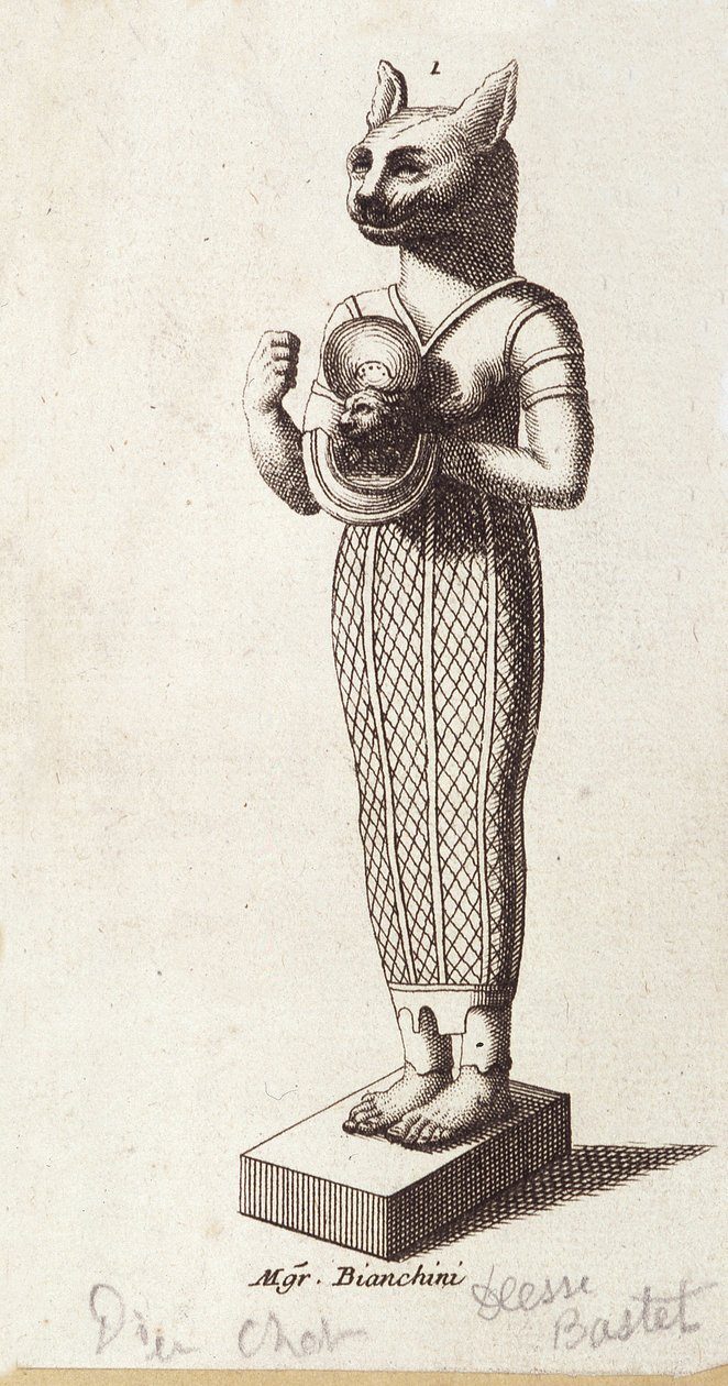 Staty av dansens gudinna, Cat-head Bastet (Forntida Egypten). gudinna i forntida egyptisk religion, av Unknown artist
