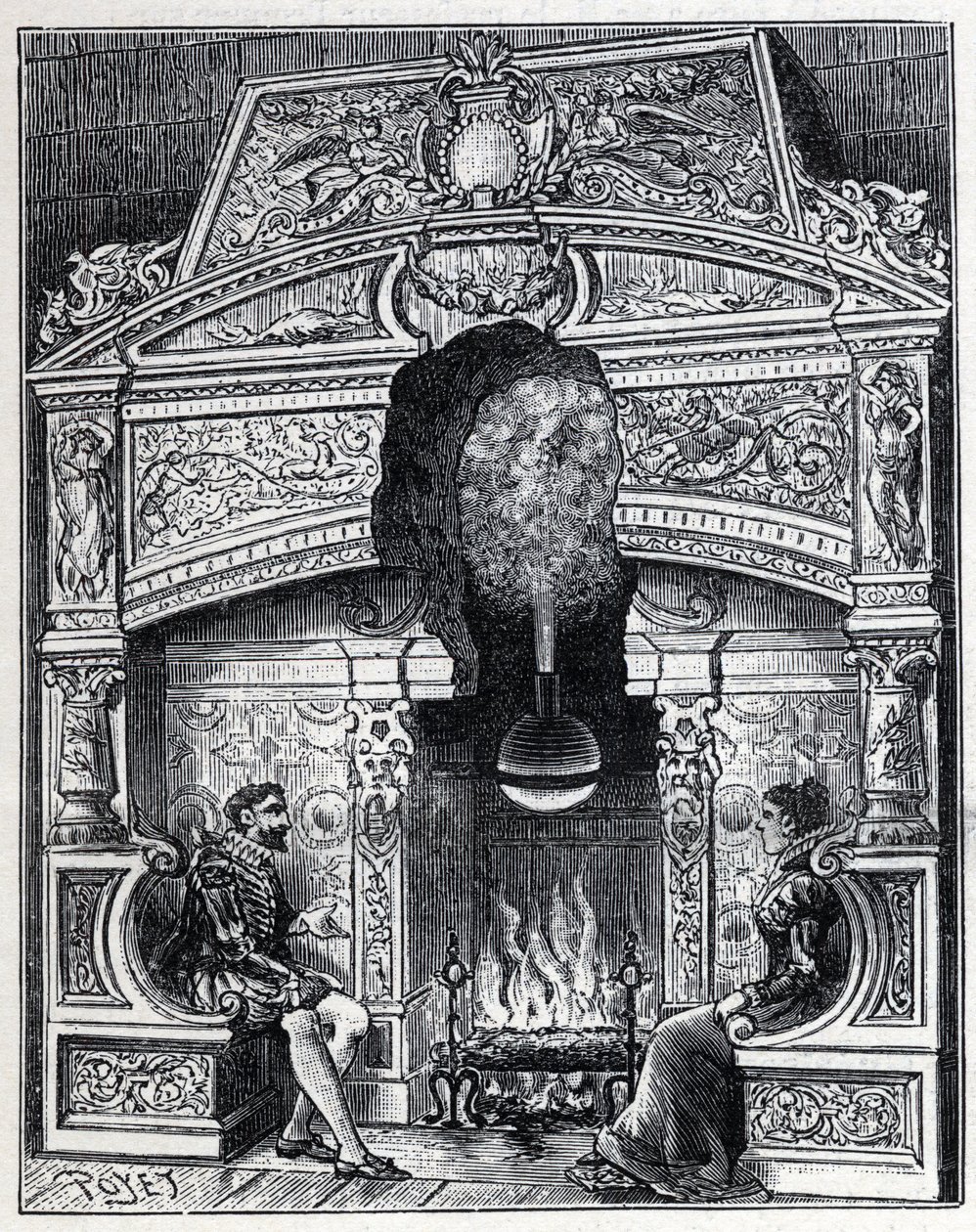 Ånga och solvärme: Eolipyl eldstad, ång- och reaktionsmaskinsystem som ursprungligen designades av Heron of Alexandria (80 f.Kr.). Gravyr i "" La Nature"" av Unknown artist