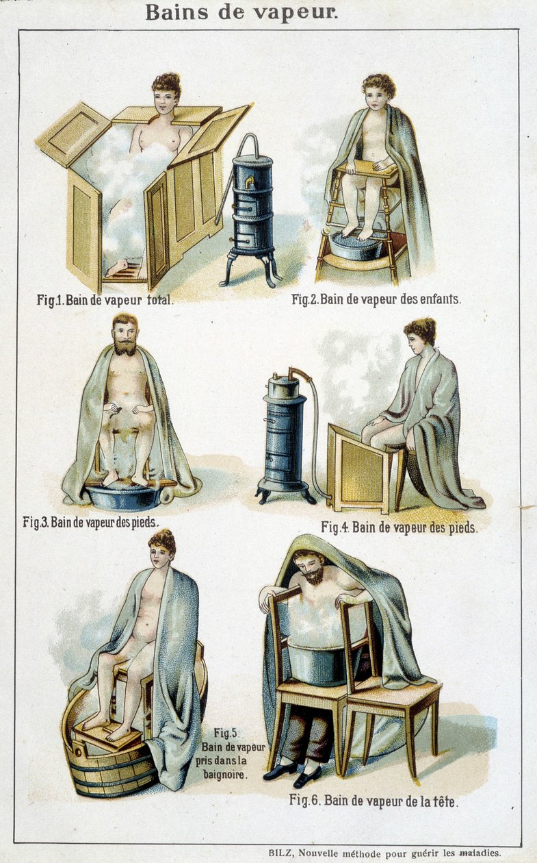 Ångbad - i "" Bilz, Natural Medicine", sent 1800-tal av Unknown artist