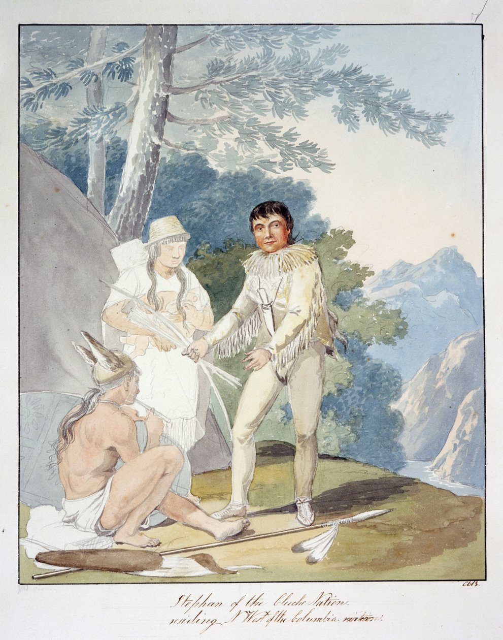 Stephan av Chiche Nation, bosatt n. väster om Columbia River, ca 1843-50 (akvarell) av Unknown artist