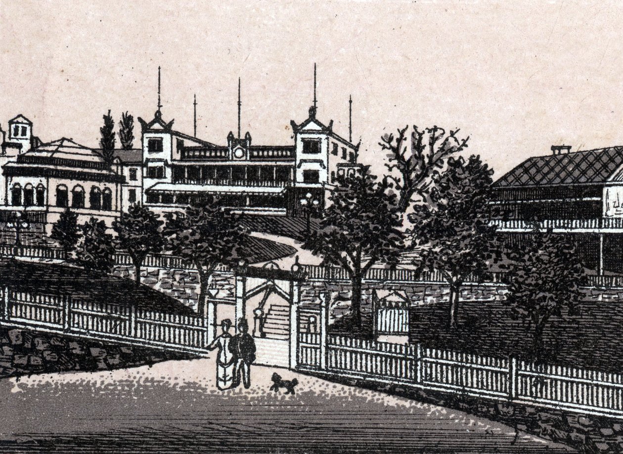 Stockholm, Sverige: utsikt över Haselbacken. i "" Världen illustrerar 168 vyer"" Odaterat (slutet av 1800-talet) av Unknown artist