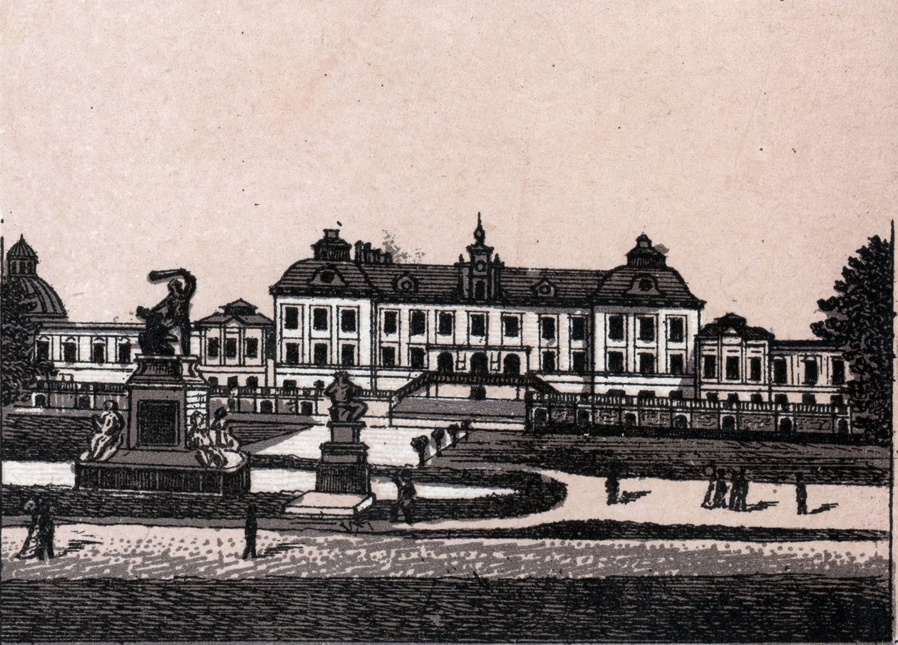 Stockholm, Sverige: utsikt över Drottningholms slott (Drottningholms slott). i "" Världen illustrerar 168 vyer"" Odaterat (slutet av 1800-talet) av Unknown artist