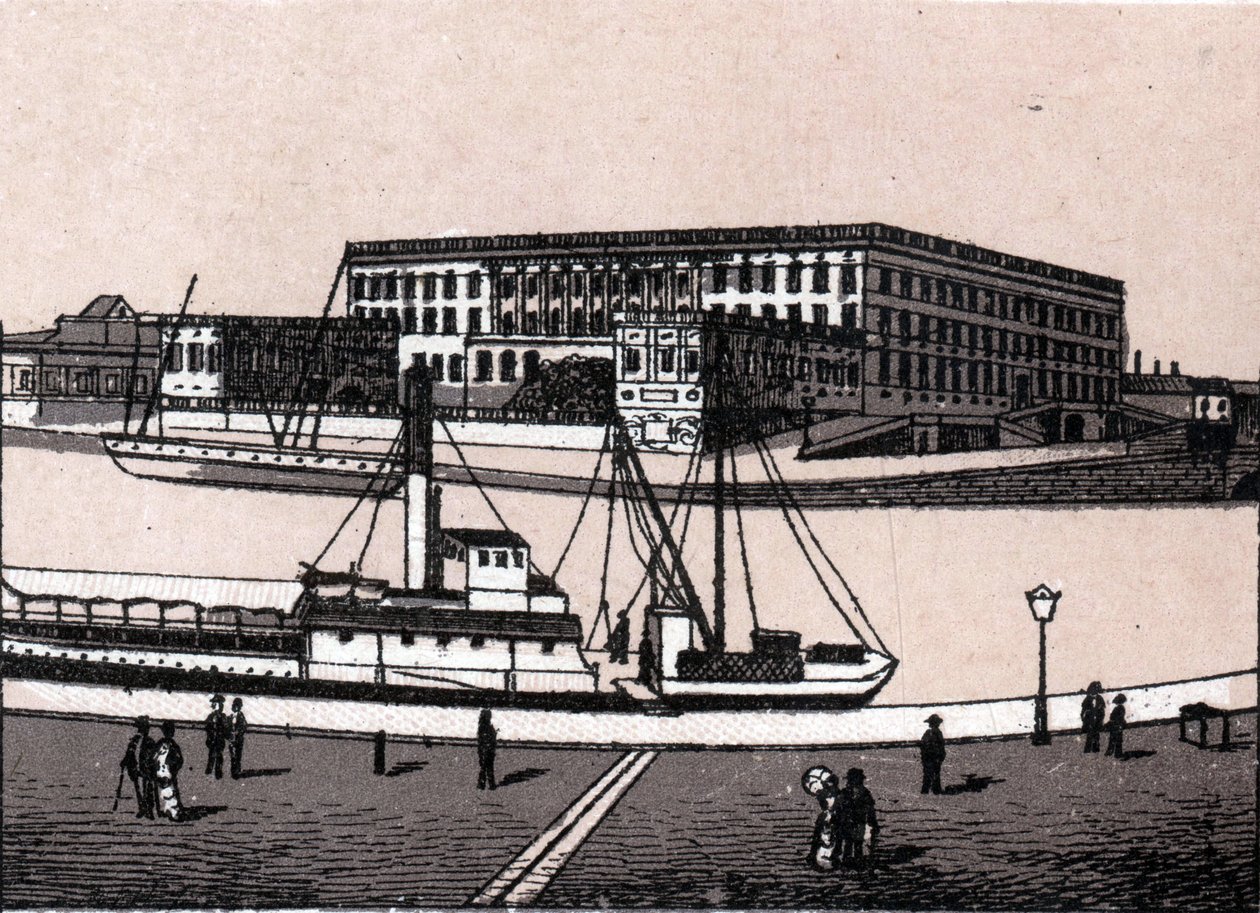 Stockholm, Sverige: utsikt över det kungliga slottet (Kungliga slottet). i "" Världen illustrerar 168 vyer"" Odaterat (slutet av 1800-talet) av Unknown artist