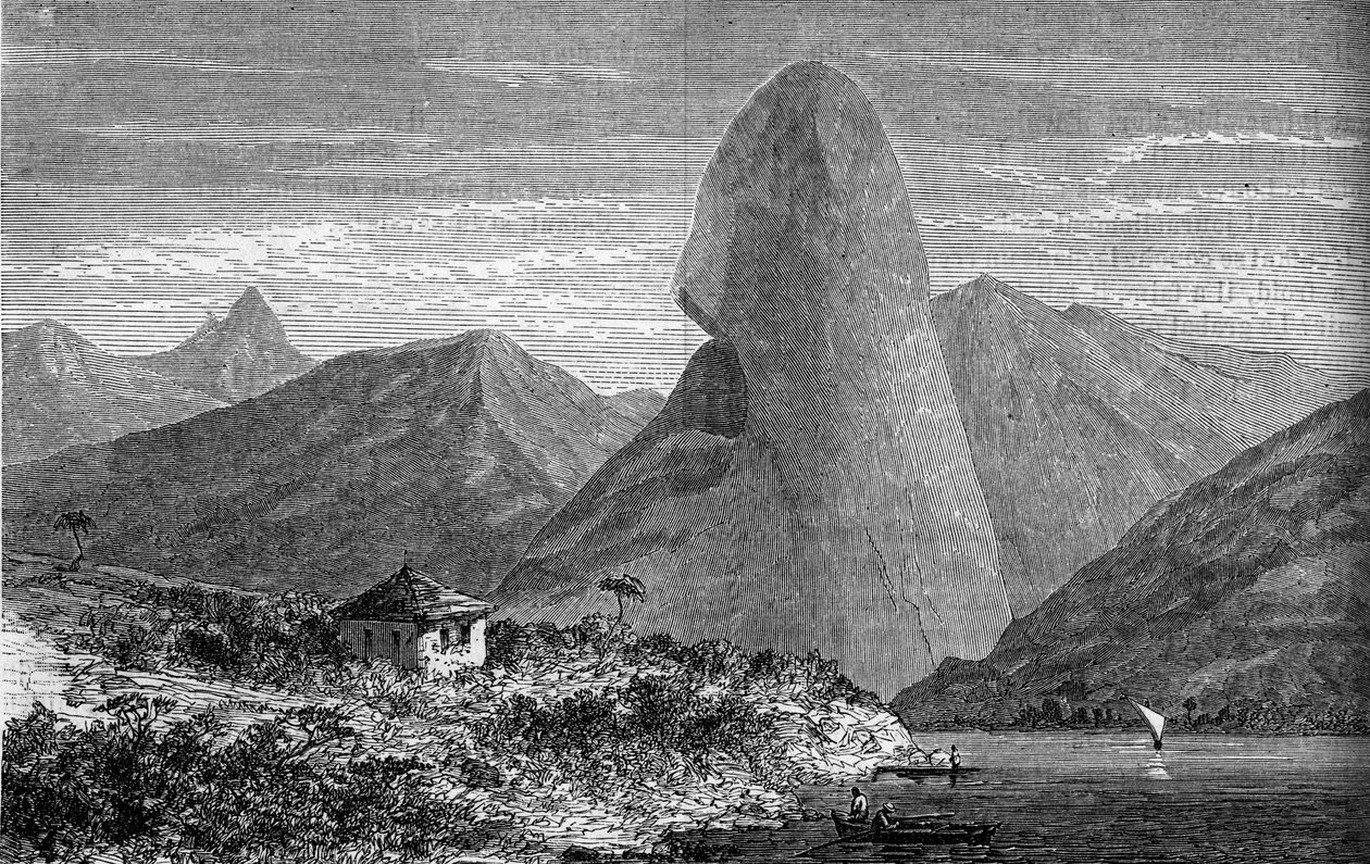 Sockerbröd, nära Rio de Janeiro, Brasilien. Gravyr i "" The Journal of Youth "" av Unknown artist