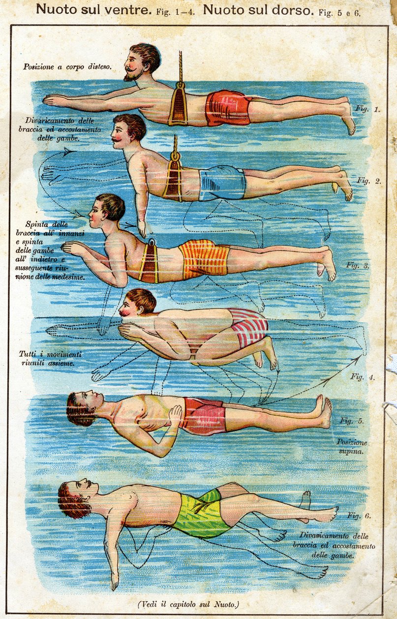 Simma på magen - i Bilz, Natural Medicine, sent 1800-tal av Unknown artist