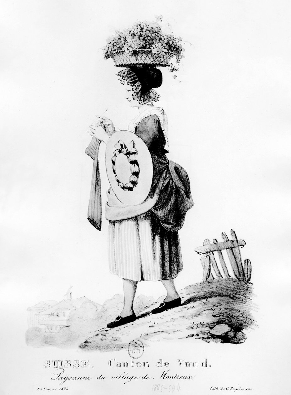 Schweizisk bonde från byn Montreux i kantonen Vaud - litografi av Unknown artist