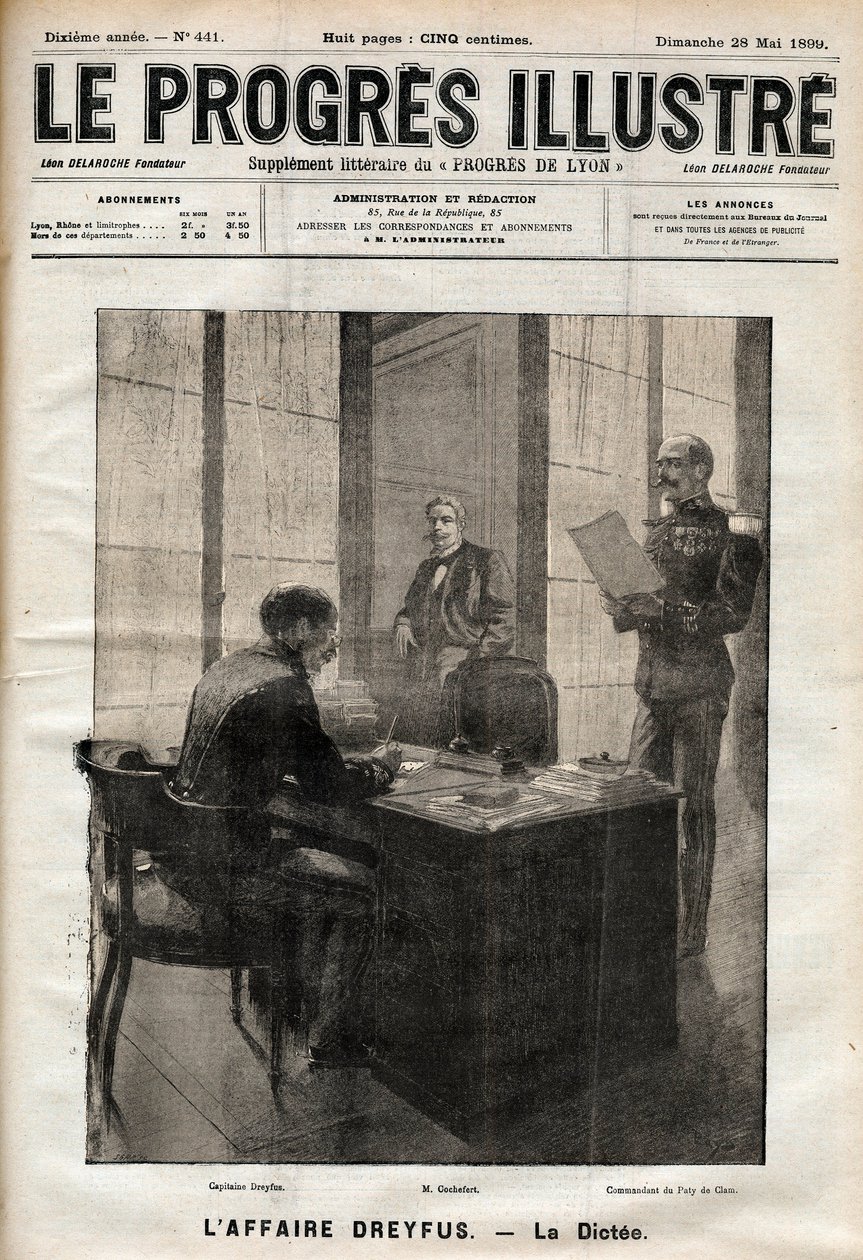 DREYFUS-FALLET - Brevet som dikterades till Alfred Dreyfus den 15 oktober av Unknown artist