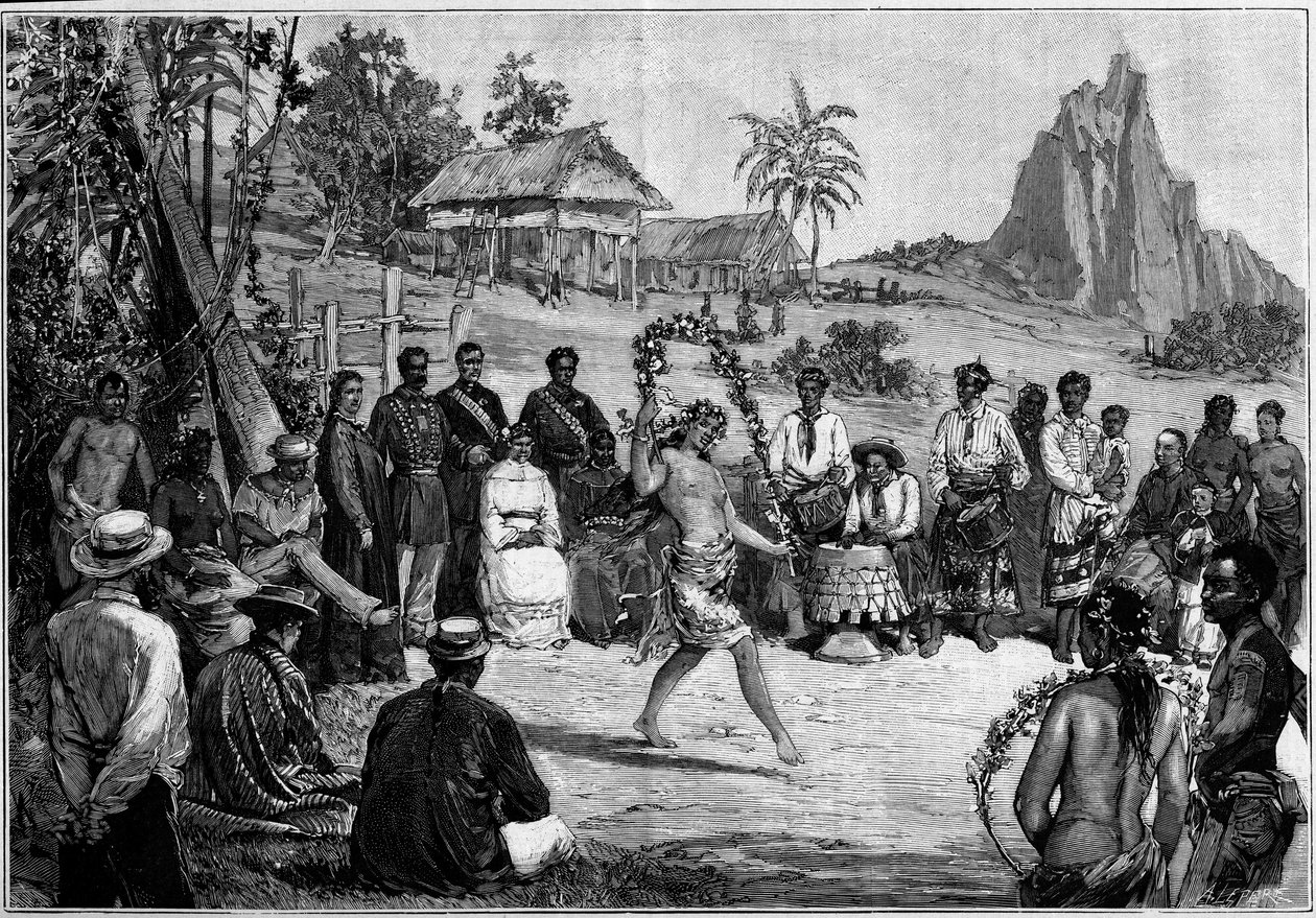 Tahiti: Thailändska danser i Papeete, inför kung Pomare V:s hov av Unknown artist