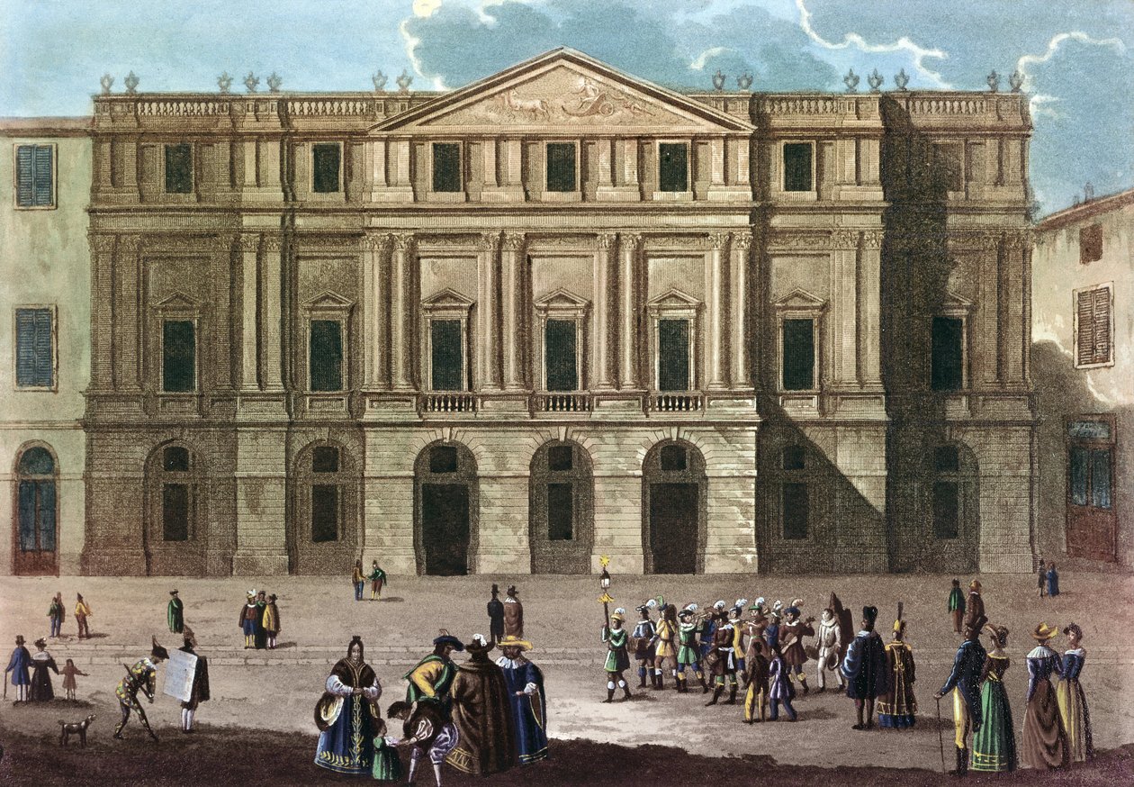 Teatro alla Scala i Milano i Italien på 1800-talet - Teater la Scala i Milano av Unknown artist