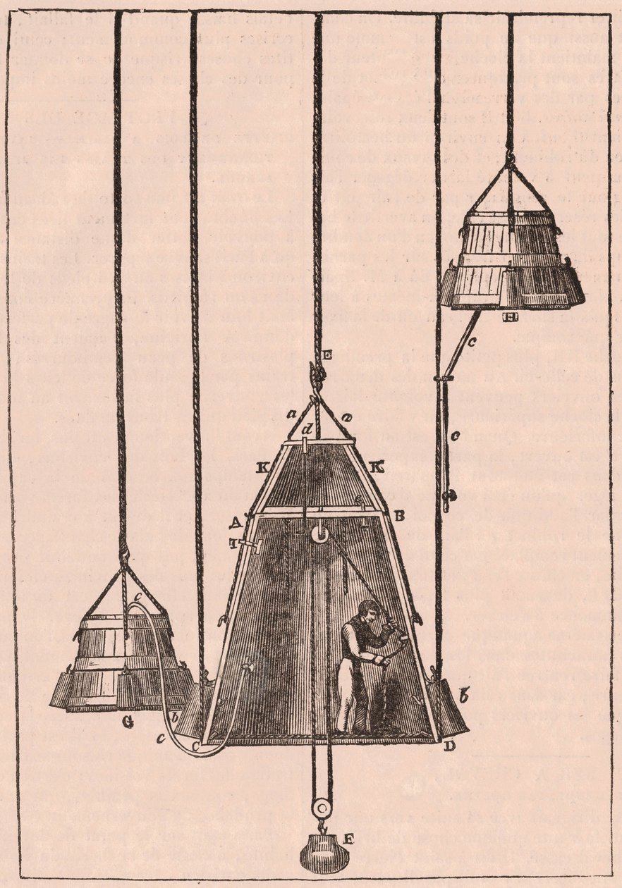 Teknisk snittvy av en dykklocka, c.1833 av Unknown