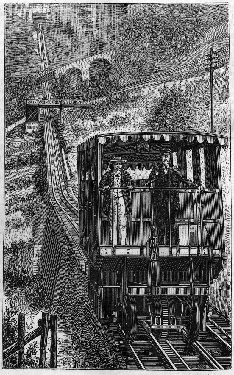 Territet Glion järnväg. Glion-linjen i Schweiz 1884. av Unknown artist