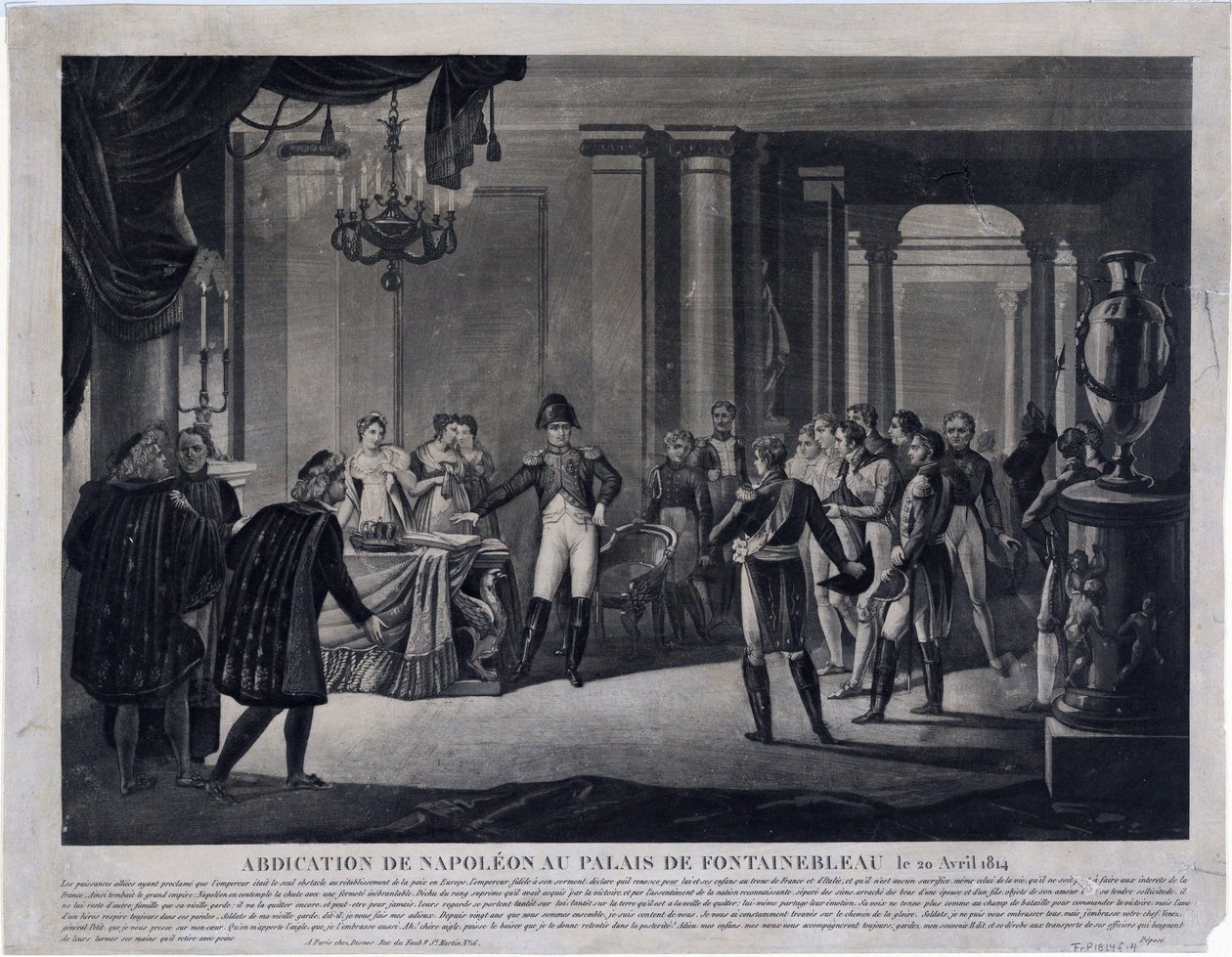 Abdikationen av Napoleon i Fontainebleau den 11 april 1814 (gravyr) av Unknown artist