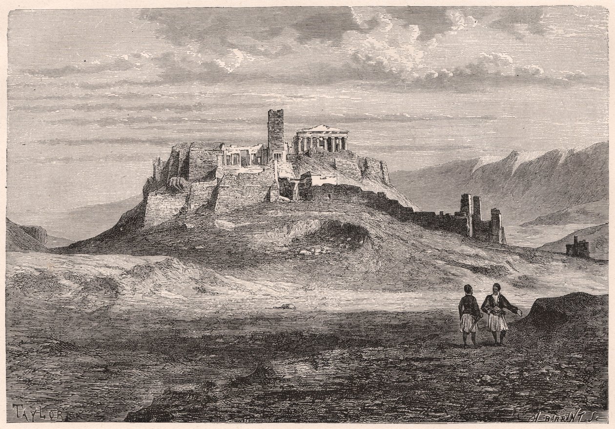 Akropolis i Aten under XIX-talet av Unknown