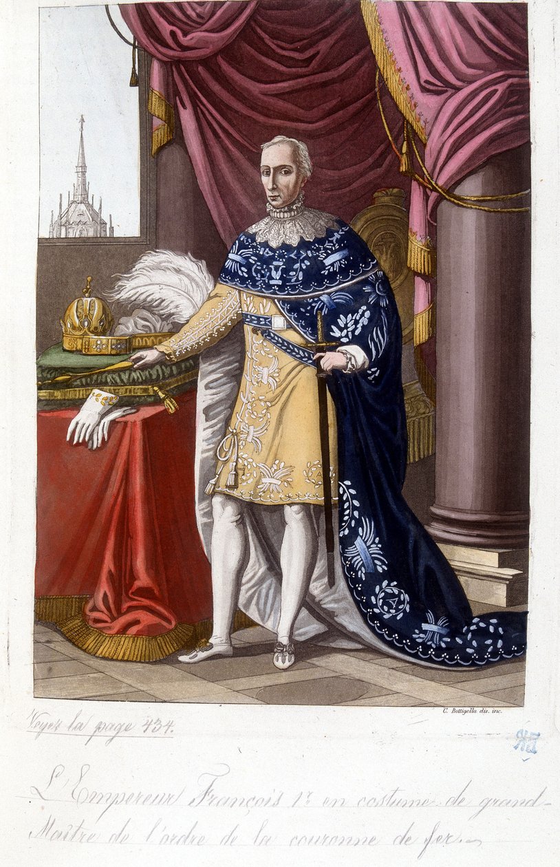 Den österrikiske kejsaren Francois 1:a (1768-1835) i kostym av stormästare av järnkronans orden. av Unknown artist
