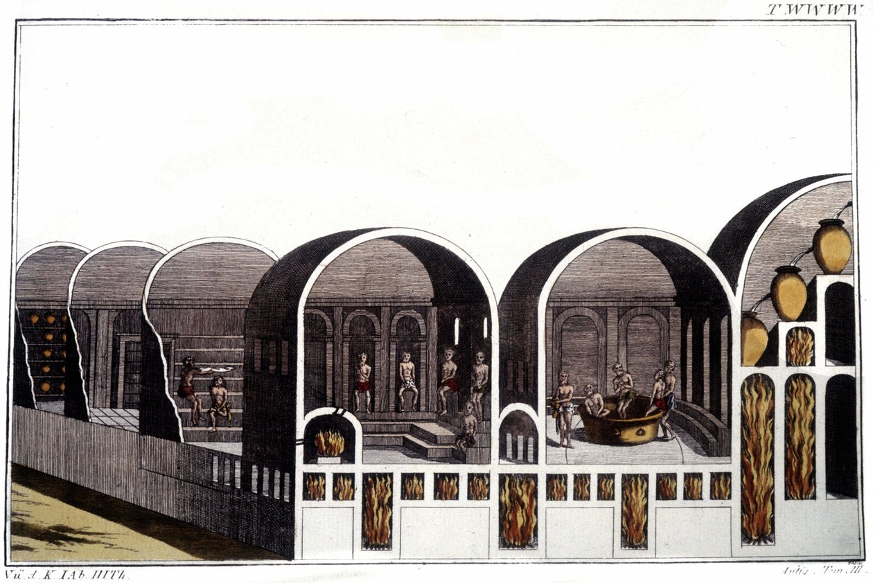 Caracalla-baden i Rom. Gravyr från början av 1800-talet. av Unknown artist