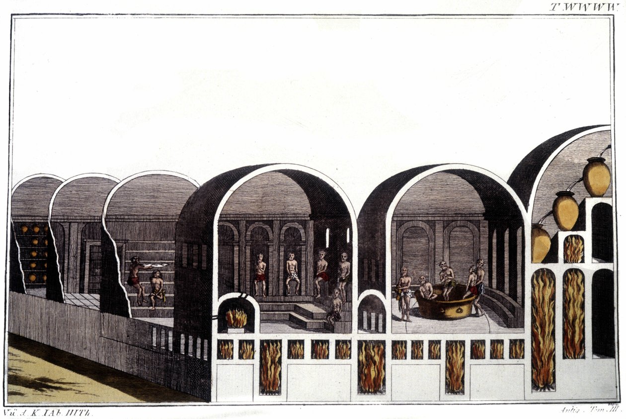 Caracalla-baden i Rom. Gravyr från början av 1800-talet. av Unknown artist