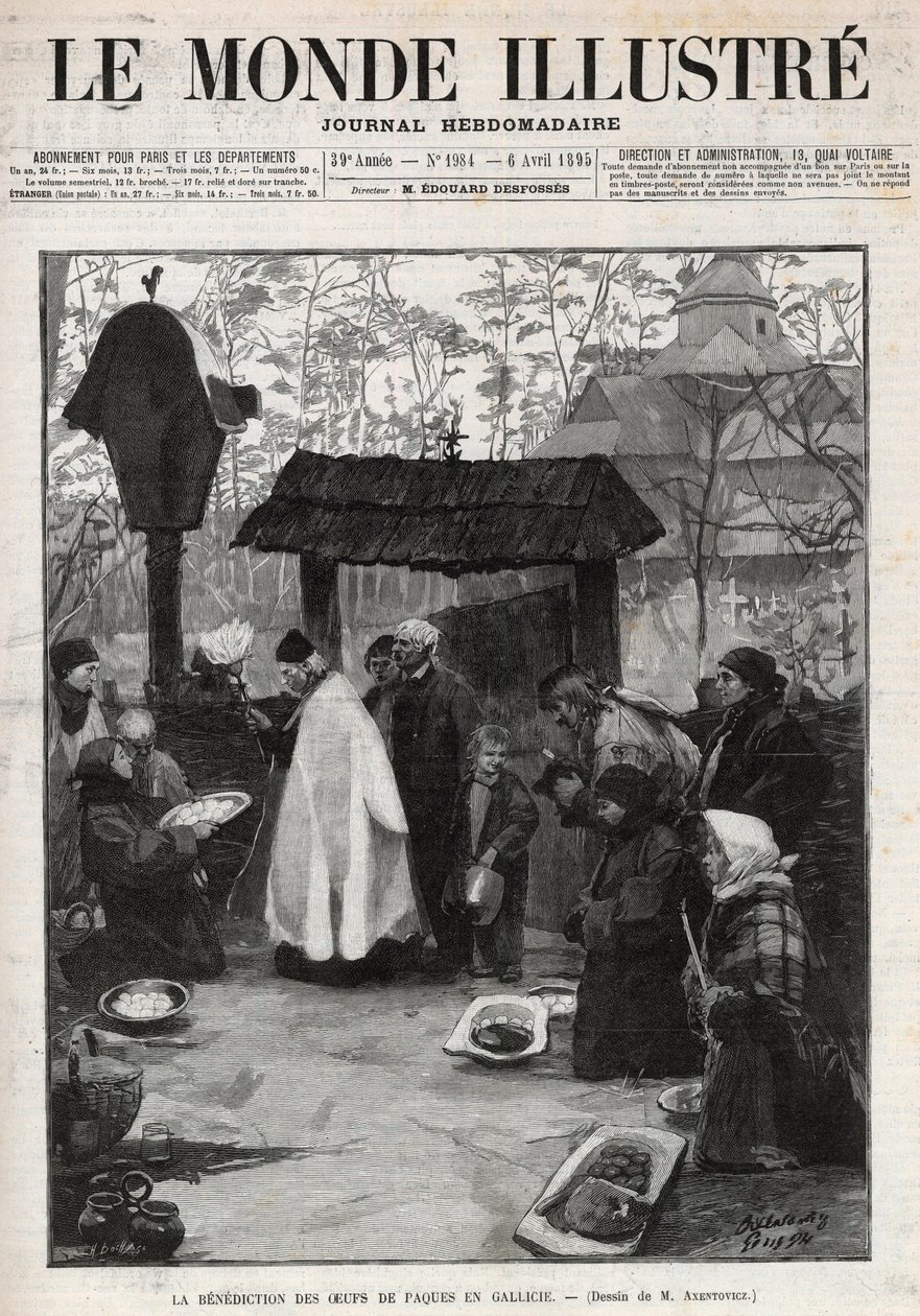 Påskäggens välsignelse i Galicien (Lilla Ryssland) - gravyr i "The Illustrious World" från 1895 av Unknown artist
