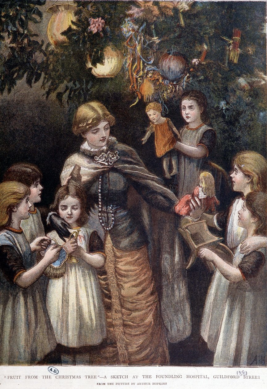 De fattiga barnens julgran, London, sent 1800-tal av Unknown artist