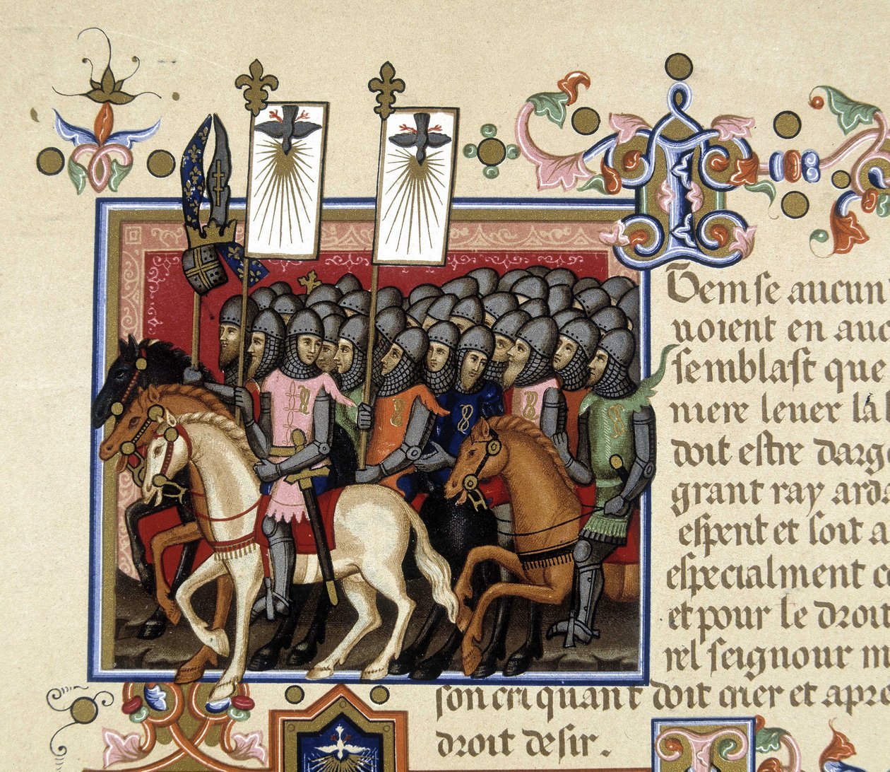 The Crusaders on the Way of War - i "" Stadgar för den Helige Andes Orden"" (Den Helige Andes Orden), Neapel av Unknown artist