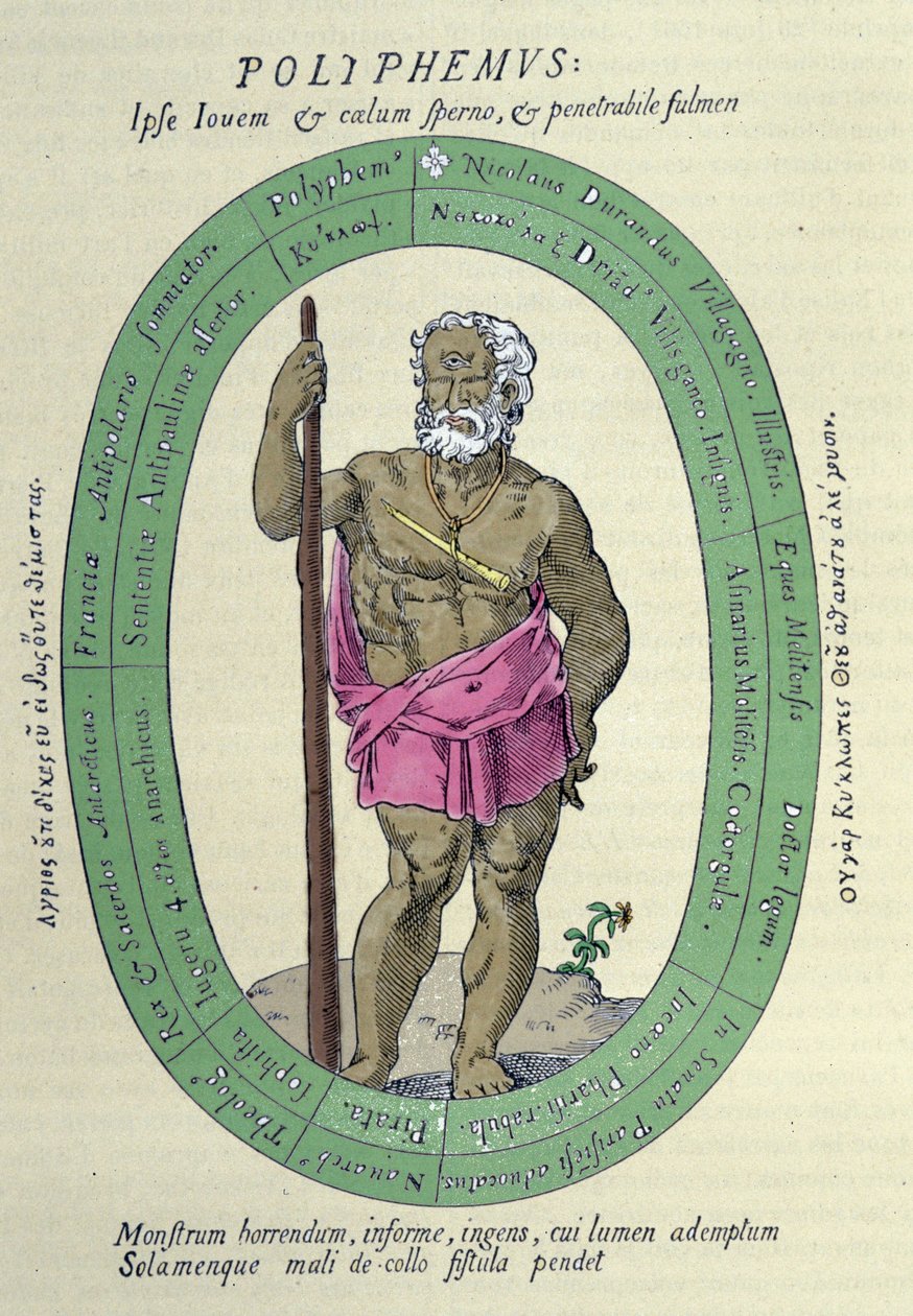 Kyklopen Polyphemus (Polyphemus), satir mot Nicolas Durand de Villegagnon, fransk militär och upptäcktsresande (1510-1571) av Unknown artist