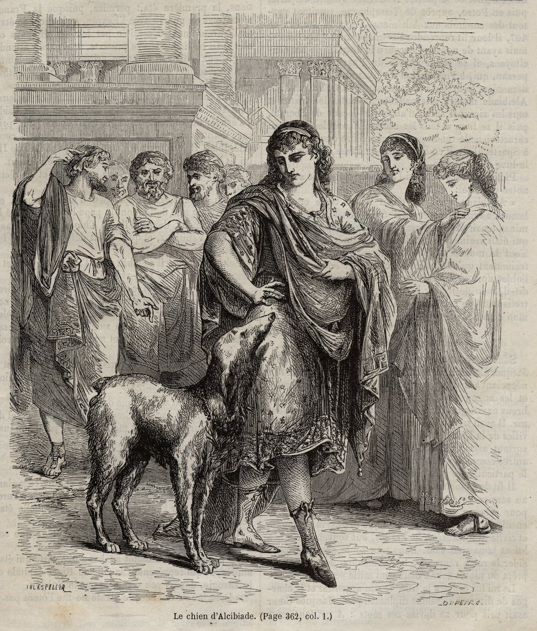 The Dog of Alcibiades - Alcibiades statsman och talare och general atenares hund, gravyr från 1864 450-404 f.Kr. av Unknown artist