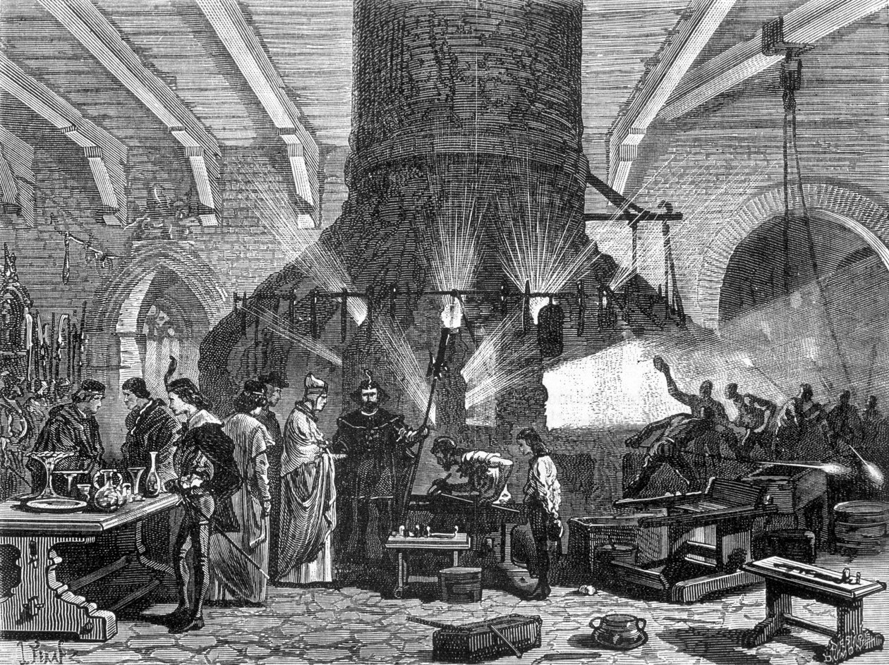 Dogen av Venedig besöker glasbruket i Murano - i "" industrins under" av Louis Figuier av Unknown artist