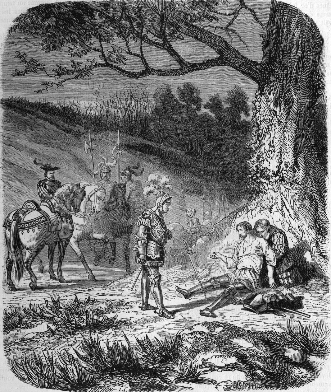 Hertigen av Bourbon och Bayard dör av Unknown artist