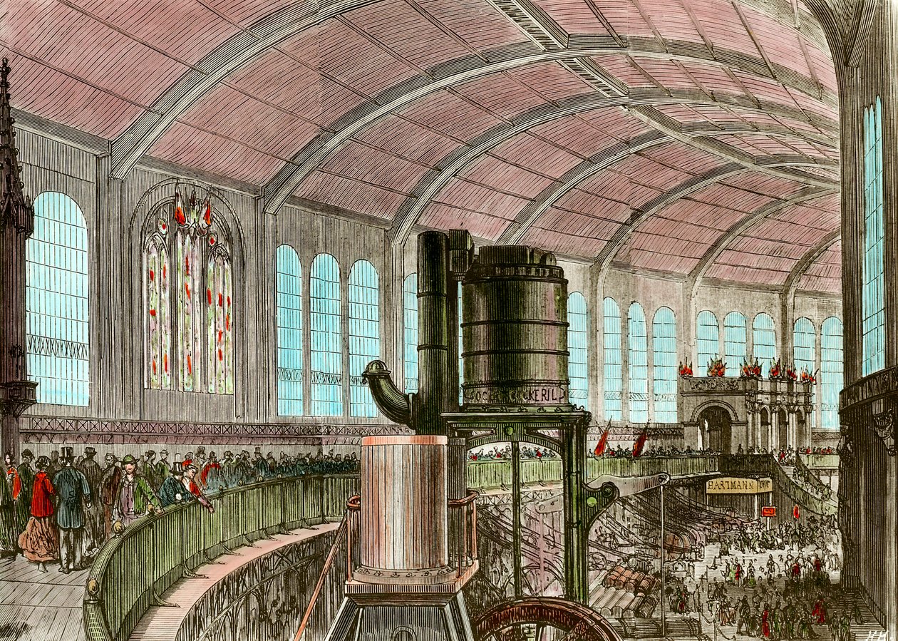 Eiffelmaskingalleriet vid 1867 års universella utställningsgravyr från 1800-talet av Unknown artist