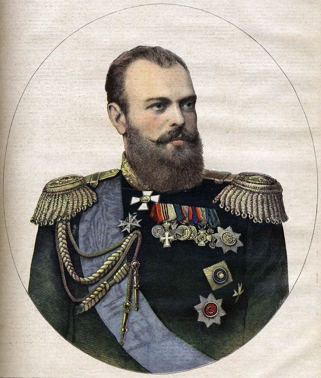 Kejsaren (tsaren) av Ryssland Alexander III gravyr från 1891 av Unknown artist