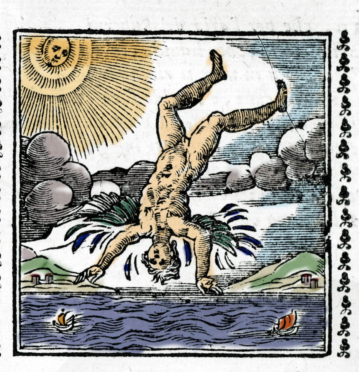 Ikaros fall - Ikaros fall. Färgglad Xylografi. 1500-talet. av Unknown artist