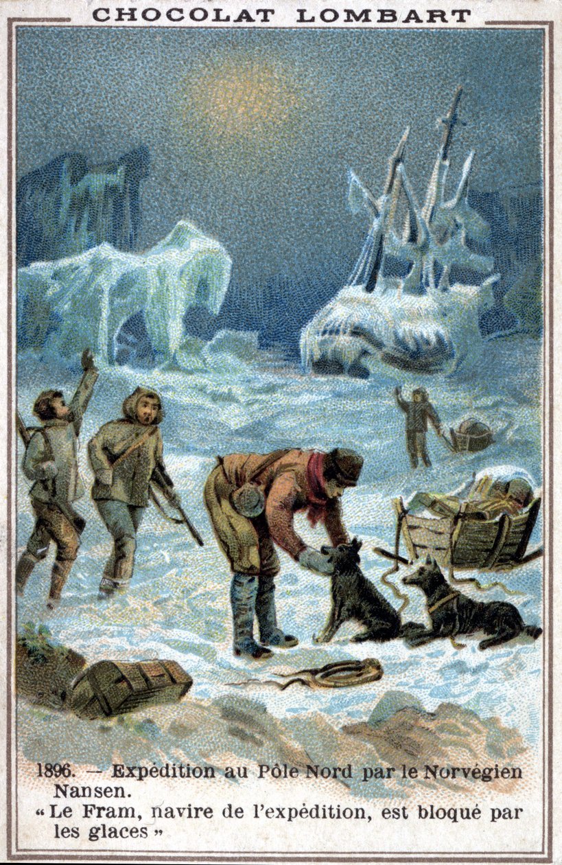 Fram, båt för den norske upptäcktsresanden Fridtjof Nansen, fångade i Ishavets is 1896. av Unknown artist
