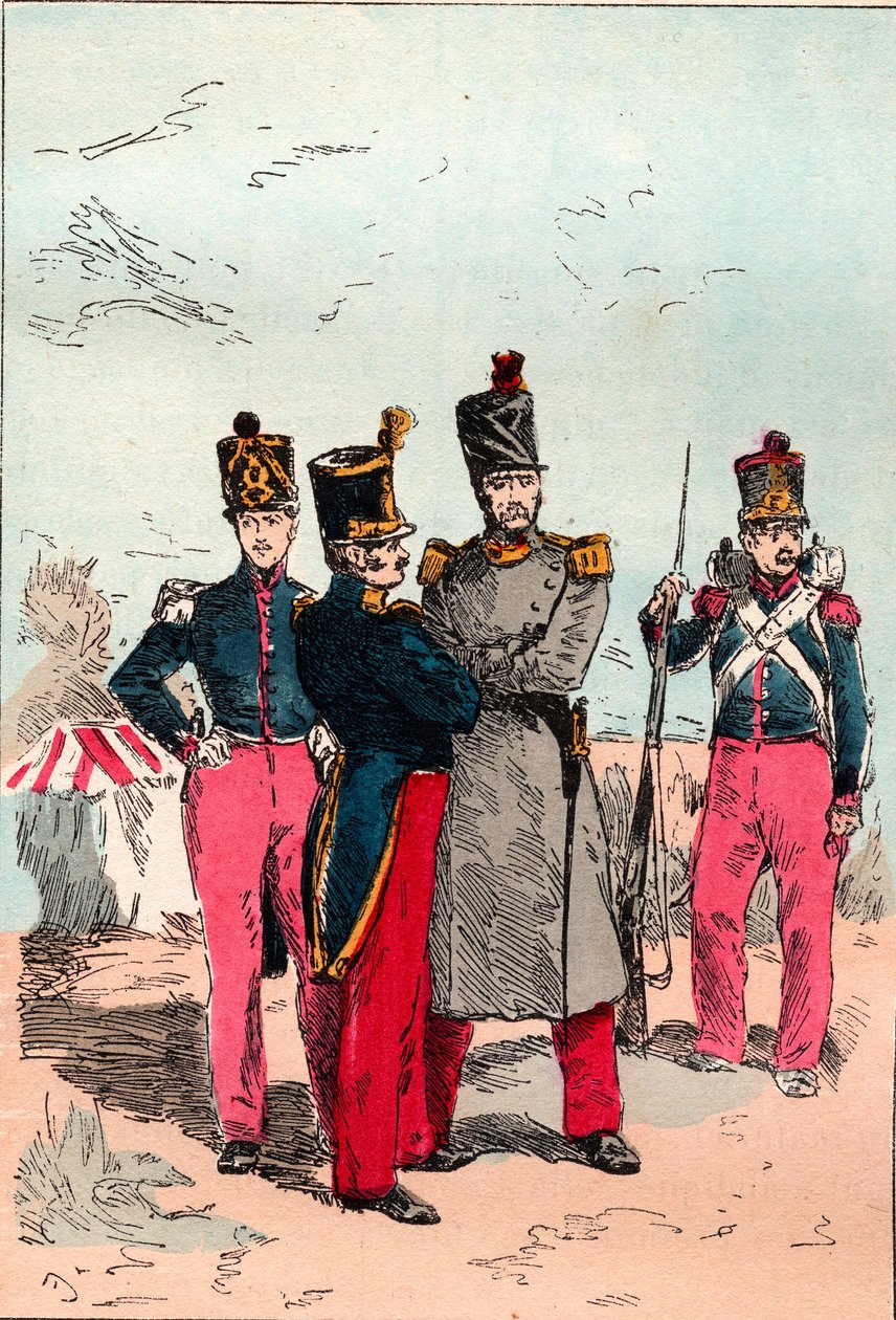 Den franska arméen under Louis Philippes regering 1830 till 1848 - Linje - Gravyr från 1882 i "Histoire de dix ans: 1830-1840"" Louis-Blanc (1811-1882) av Unknown artist