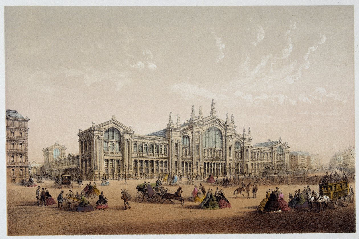Gare du Nord - lith. 1800-talet. av Unknown artist