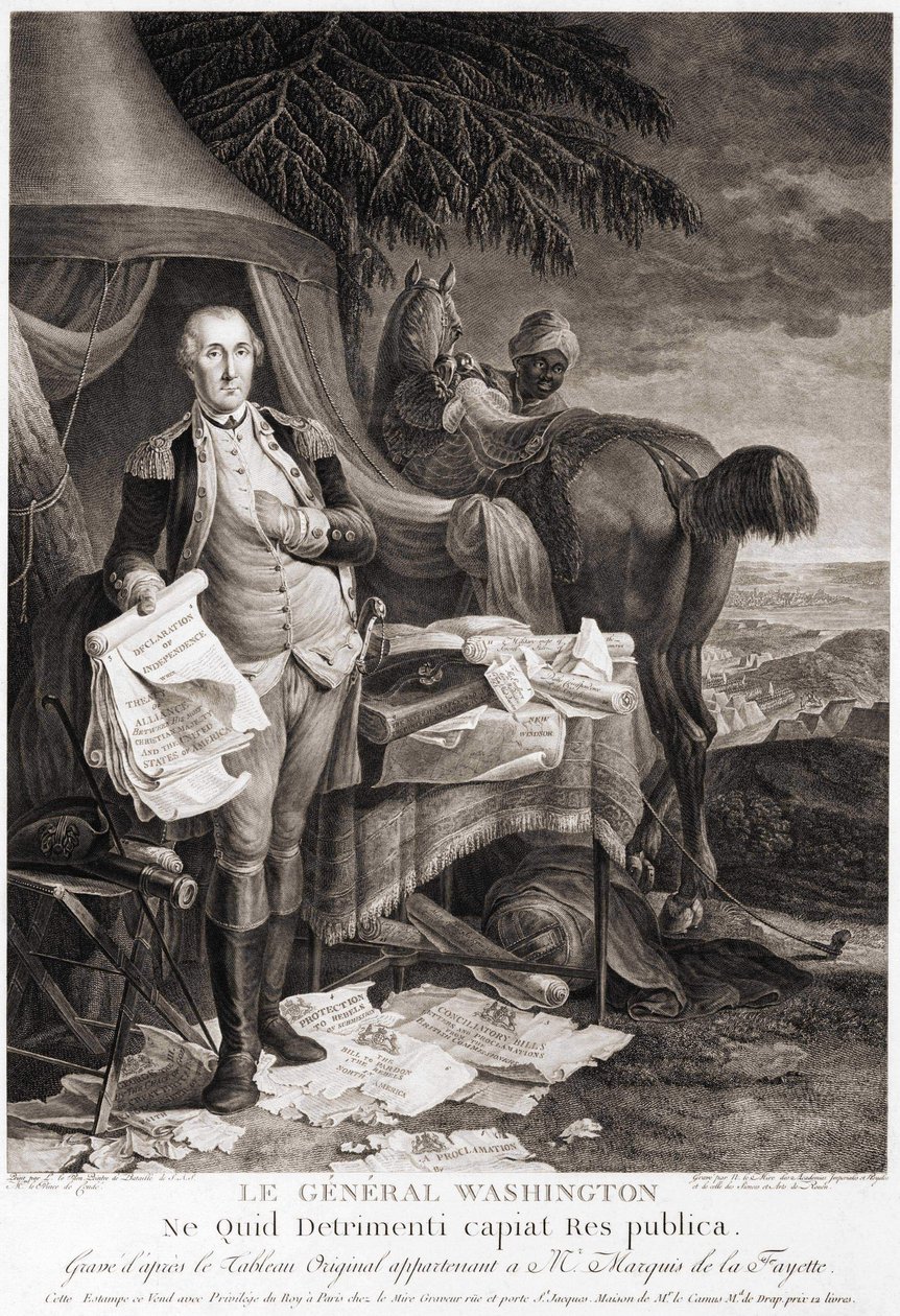 General Washington (1732 - 1799), graverad efter originalmålningen som tillhör markisen de la Fayette. av Unknown artist