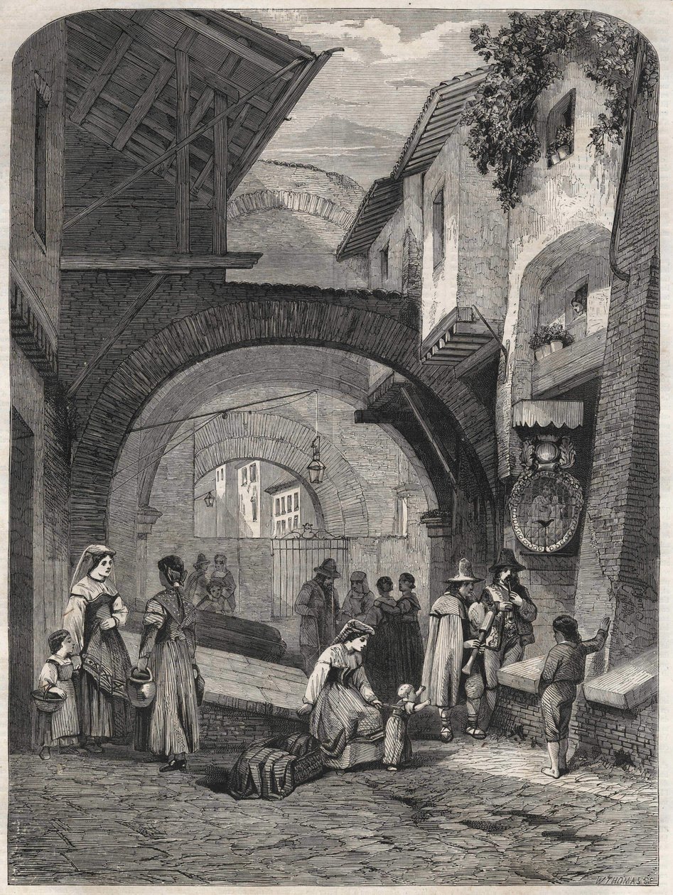Ghettot i Rom på 1800-talet, gravyr. av Unknown artist