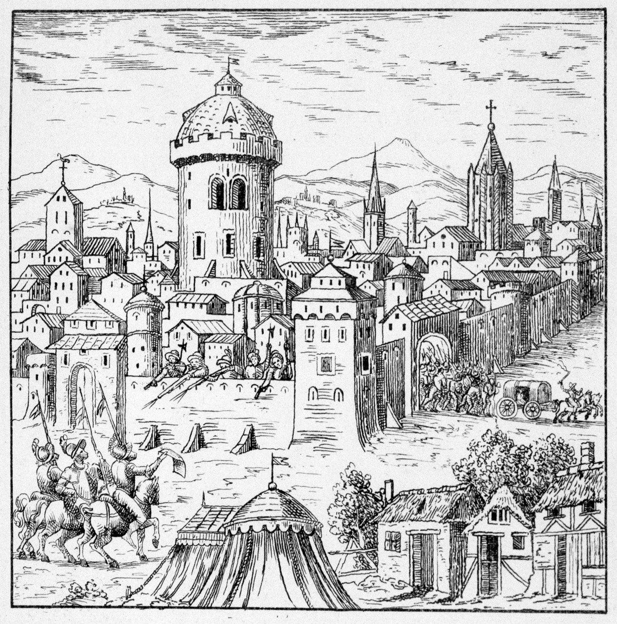 Hugenotterna i Amboise var kung Francois II (Besvärjelse av Amboise) - i "" samling av 39 figurer som representerar Frankrikes katastrofer från 1562 till 1586""; Louis Perrin imprimerie av Unknown artist