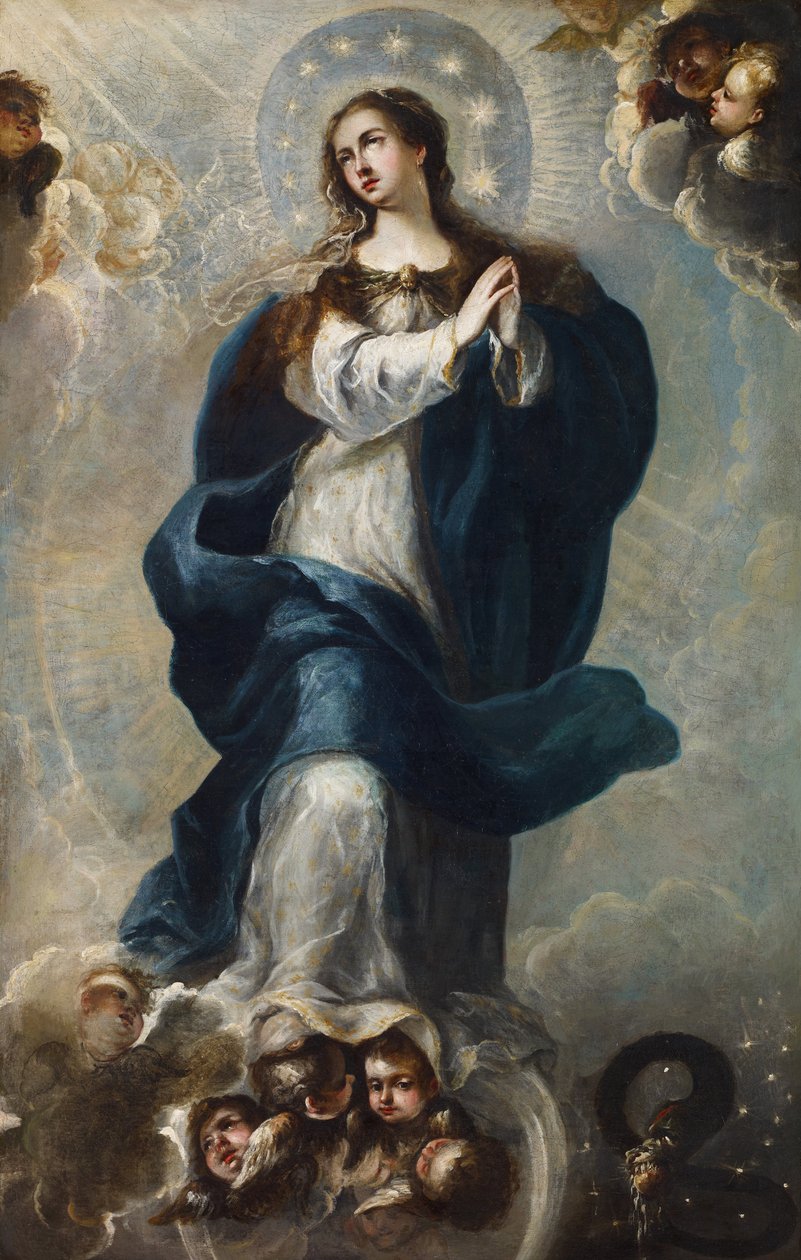Den obefläckade avlelsen - Anonym - Mitten av 1600-talet. - Olja på duk - 165x106,5 - Museo Carmen Thyssen, Malaga av Unknown artist