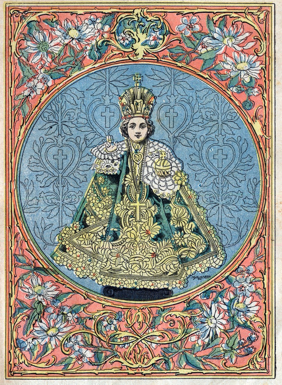 Spädbarnet Jesus från Prag - Jesusbarnet från Prag - illustration av slutet av 1800-talet av Unknown artist