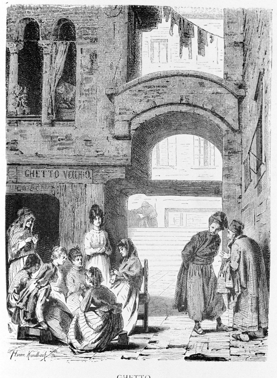 Det judiska gettot i Venedig på 1800-talet. av Unknown artist