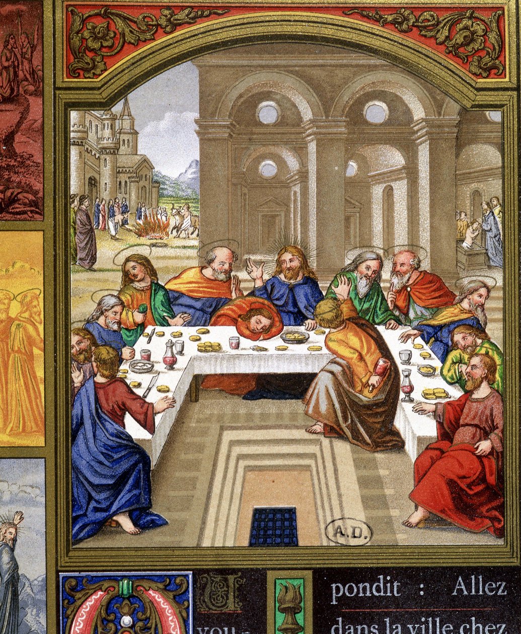 Nattvarden - repro av en italiensk dok. (n.d. v.1500). av Unknown artist