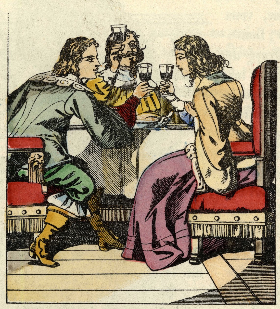 Markisen av Carabas bjuder prinsessan och kungen att äta i slottet. Illustration av berättelsen "The cat botte" av Charles Perrault av Unknown artist