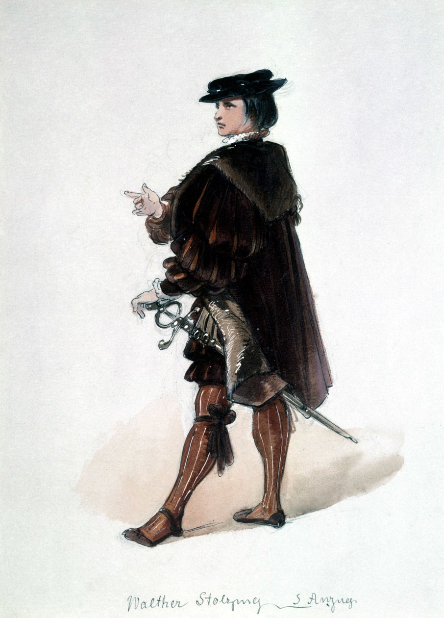 The Master Singers of Nürnberg (Die Meistersinger von Nürnberg), opera skapad av Richard Wagner: kostym av Walther von Stolzing för den första föreställningen. Wagner Museum Bayreuth. av Unknown artist