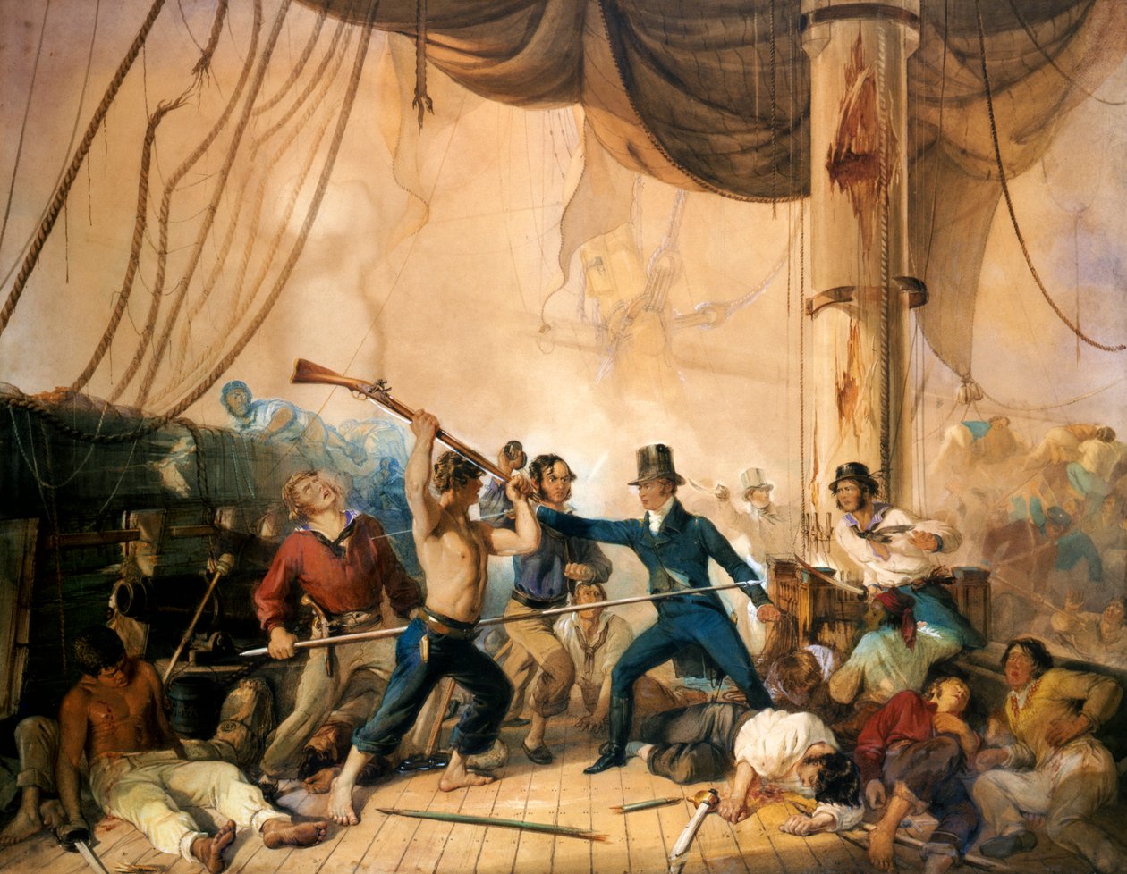 Närstriden på Chesapeakens däck, 1813 av Unknown