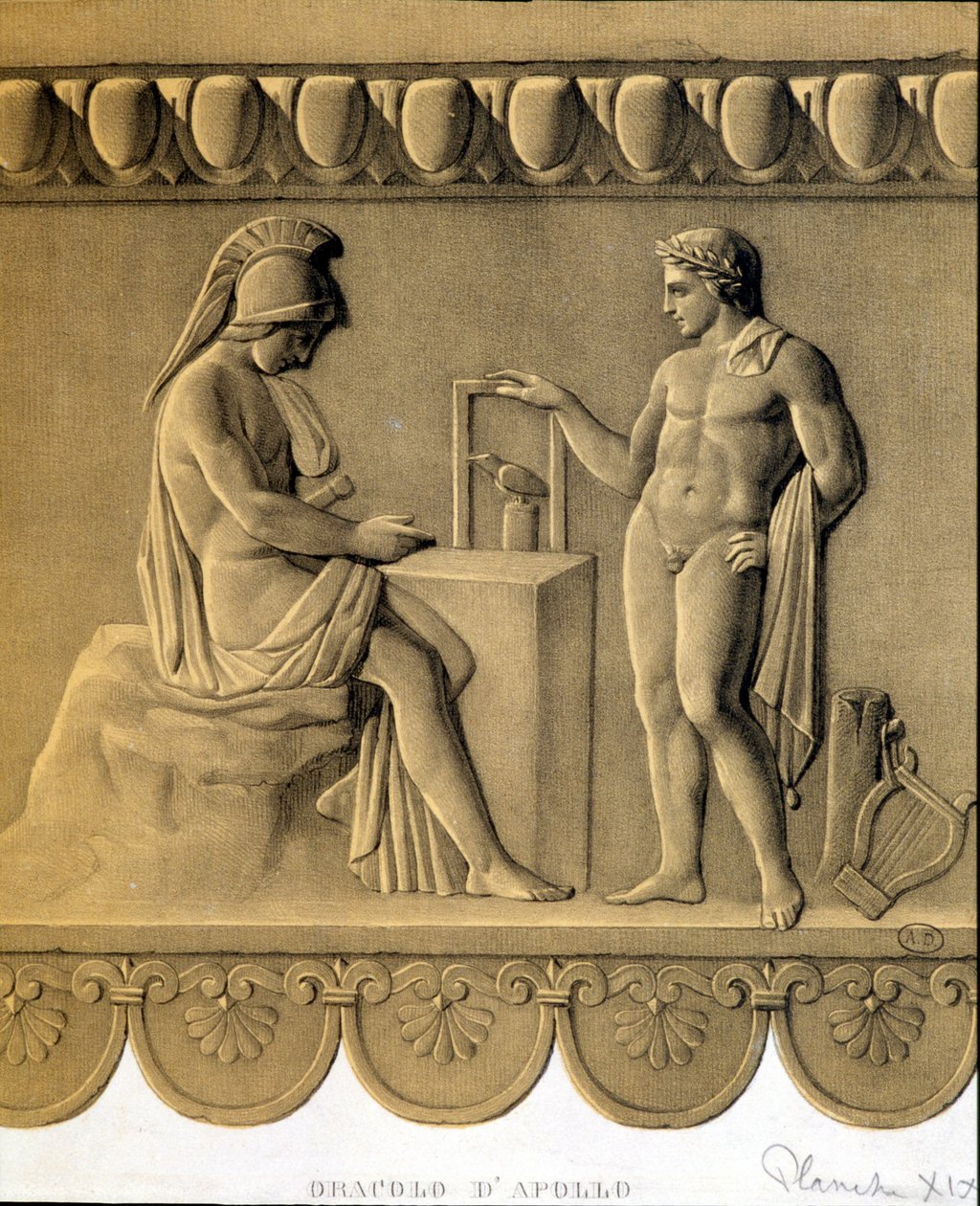 Apollons oraklet - faksimil av en grekisk basrelief av Unknown artist
