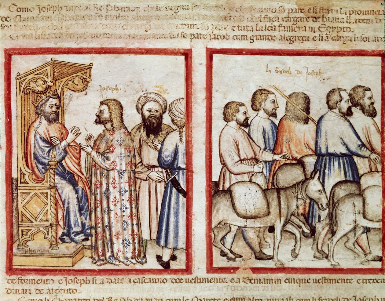 Farao berättar sin dröm för Joseph Miniature från Codex 212 (eller Padovan eller Bible of Padua) 1390-1400 Rovigo, Accademia dei Concordi av Unknown artist